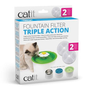 Catit 2.0 Senses Fountain Water Softening Filter Set Triple Action (2 Pack)