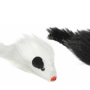 Ethical Pet Spot Twin Plush Long Hair Mice 2 pack with  Rattle and Catnip 