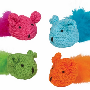 Kylies Knit Mouse with Feather 2-Pack