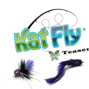 KatFly®  "Bugsy"  Purple Teaser Bug Fly and Eel Set Wand Attachment